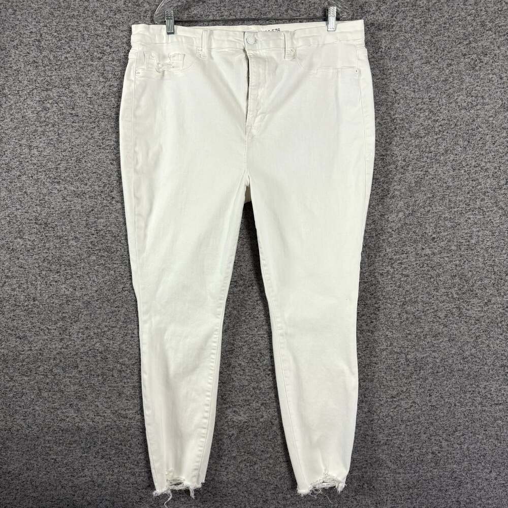 Good American Women’s 22 White Good Legs High Rise Raw Hem Stretch Jeans